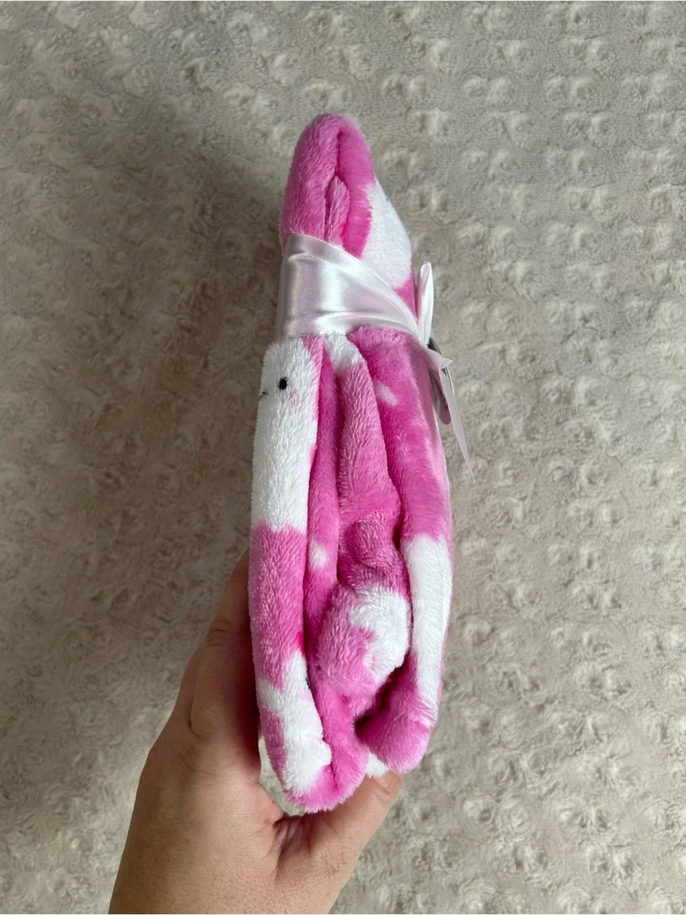 Parent's Choice Pink Ghost Baby Blanket White Bow Plush Security Lovey Halloween